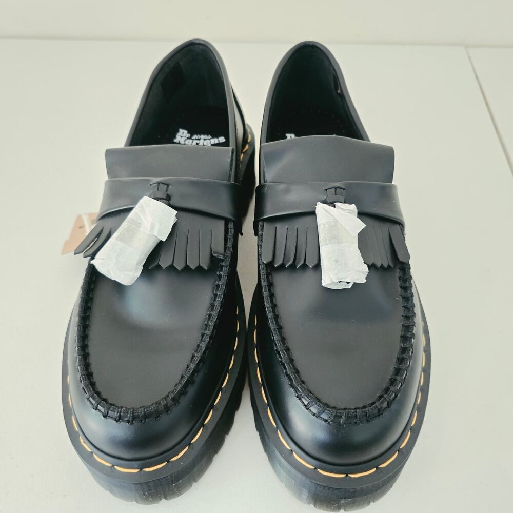 Dr. Martens Adrian Quad Leather Platform Loafers Black Shoes NEW Size 10 9 - Picture 5 of 12